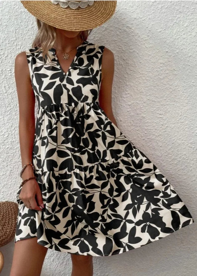 Sommerkleid Damen Leicht V-Ausschnitt Freizeit