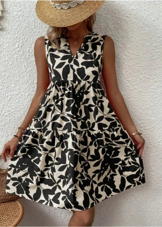 Sommerkleid Damen Leicht V-Ausschnitt Freizeit