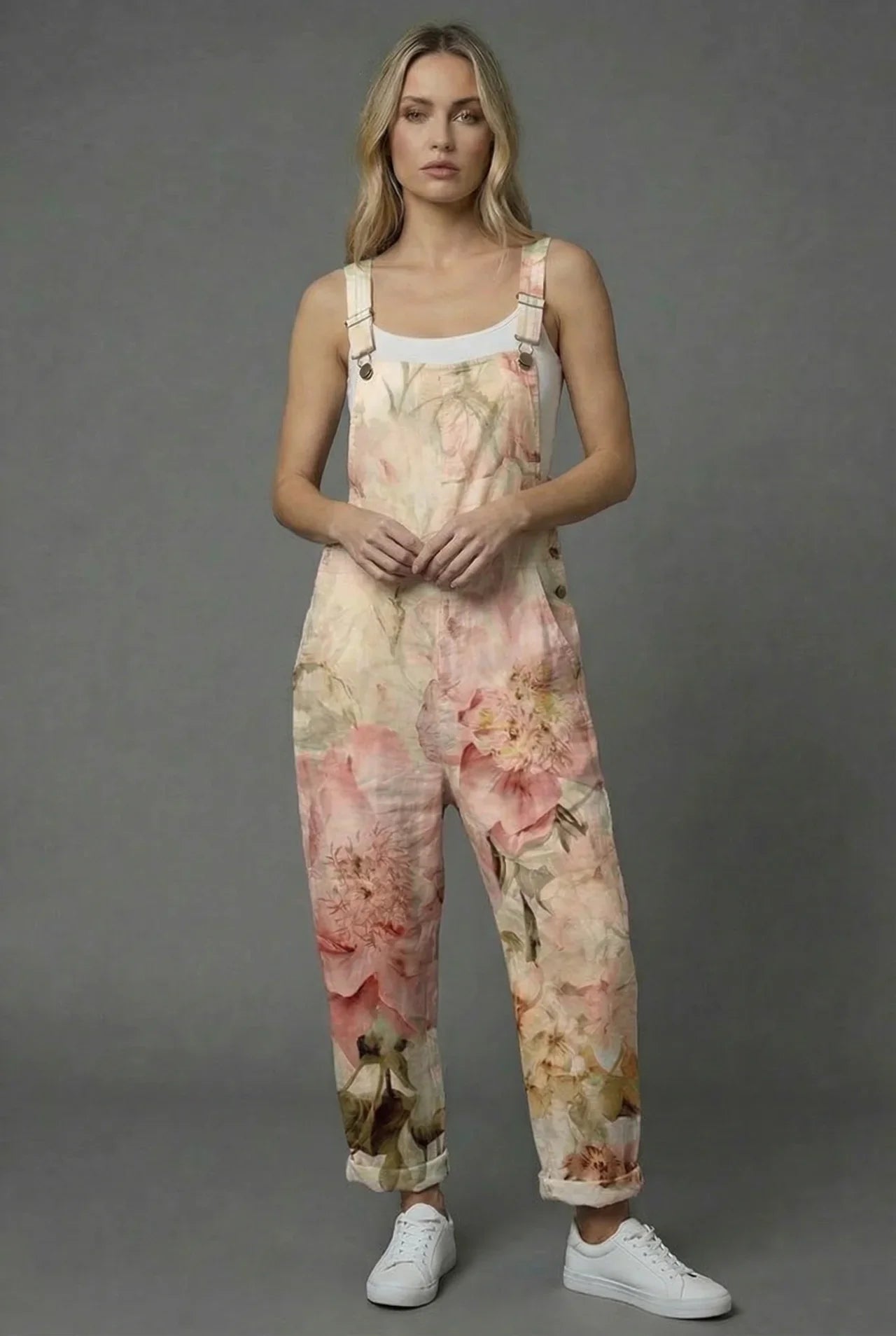 Jumpsuit Damen Relaxed Fit Sommer Casual mit floralem Print