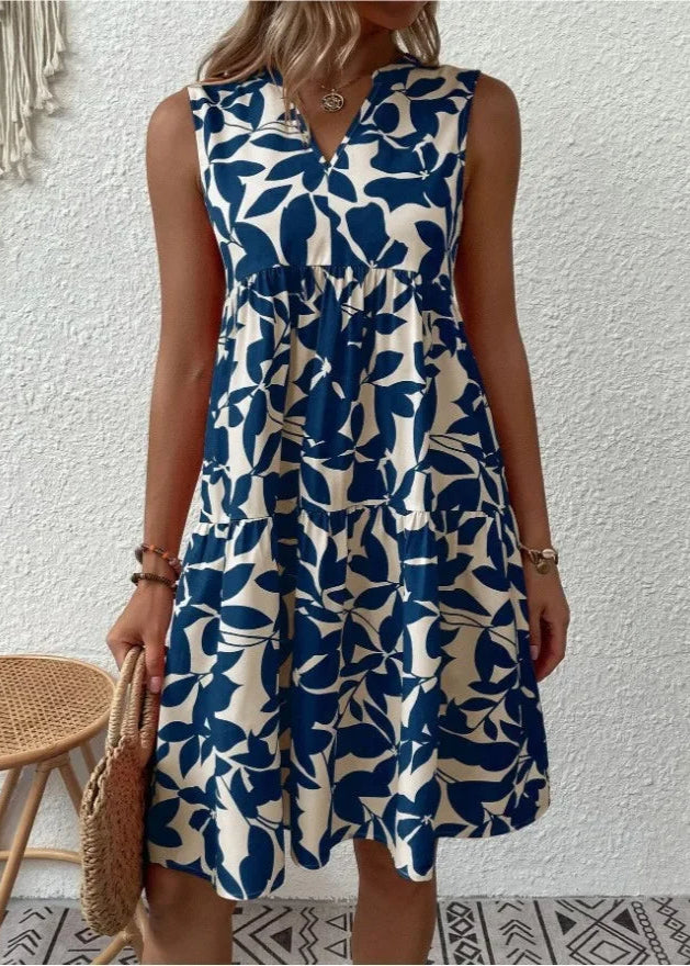Sommerkleid Damen Leicht V-Ausschnitt Freizeit