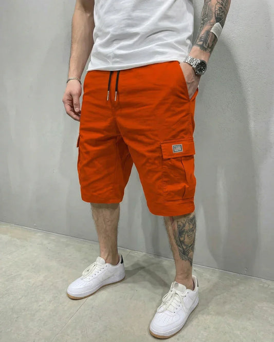 Cargo-Shorts Herren Lässig Freizeit Kordelzugbund Große Taschen