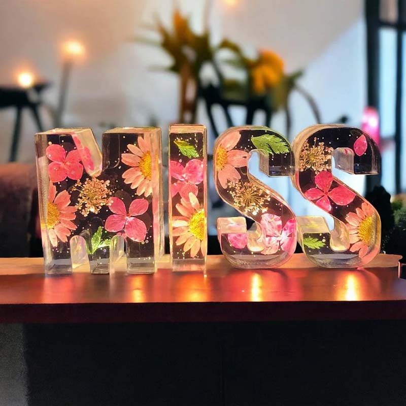 LED-Nachtlicht Deko Harz Blumen Wohnzimmer Gemütlich