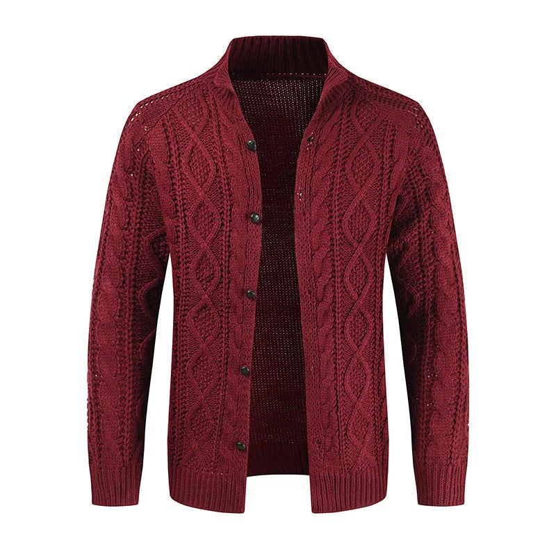 Cardigan épais en maille torsadée pour homme - Chaud et confortable