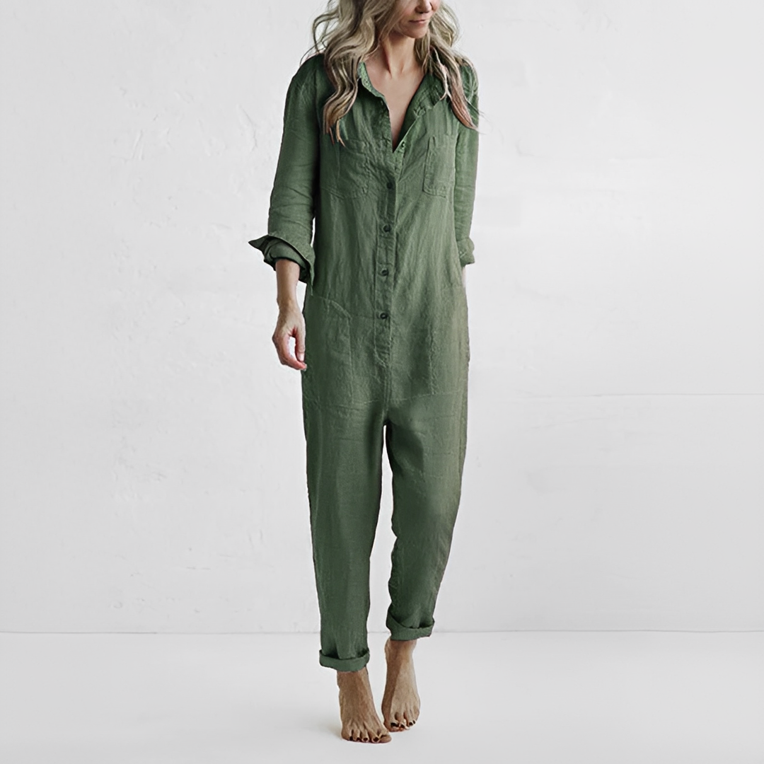Damen Slim Fit Sommer-Overall mit langen Ärmeln Freizeit