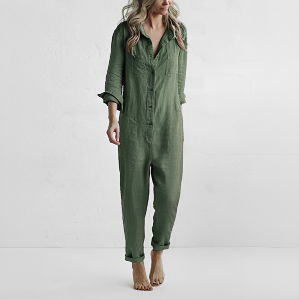 Damen Slim Fit Sommer-Overall mit langen Ärmeln Freizeit