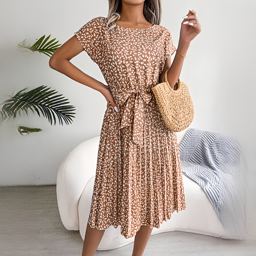 Damen Midikleid Slim Fit Sommer Elegant Freizeit