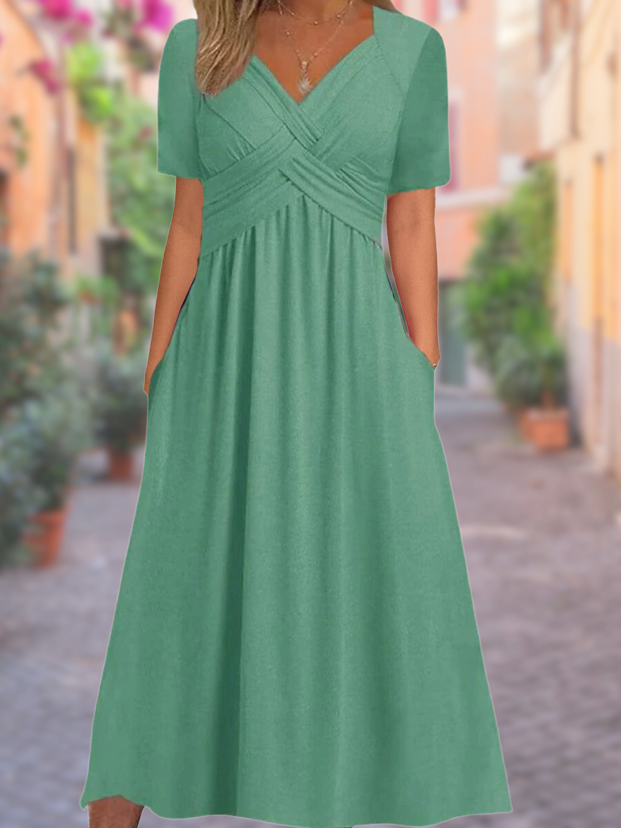 Sommerkleid Damen Regular Fit Freizeit V-Ausschnitt