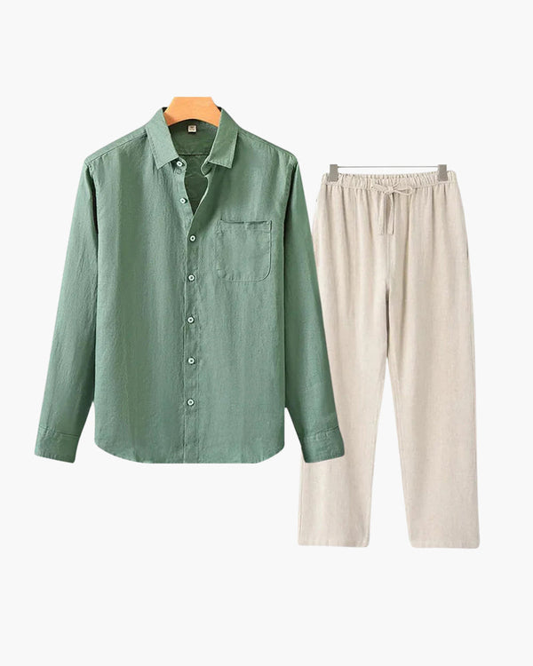 Langarmshirt Herren Set I Zweiteiler Leicht Oversize Casual