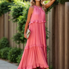 Maxikleid Damen Fließend Figurbetont Sommer Elegant