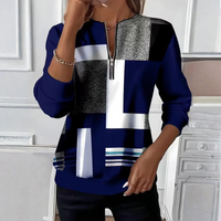 Damen Sweatshirt mit Farbblock-Design und Reißverschlusskragen