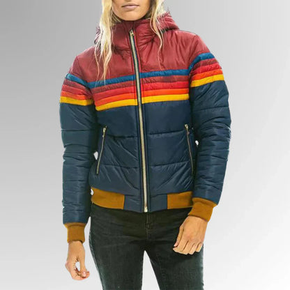Sierra - Damen Retro Gestreifte Pufferjacke