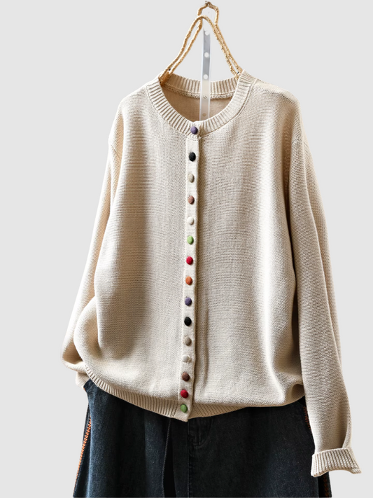Cardigan Damen Relaxed Fit Casual Mehrfarbige Knöpfe