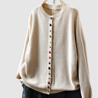 Cardigan Damen Relaxed Fit Casual Mehrfarbige Knöpfe