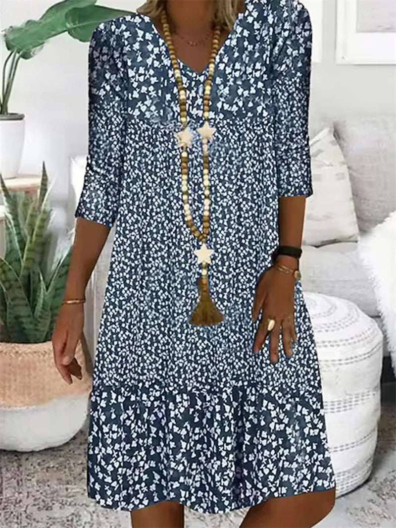 Kleid Damen Lässig Langarm Casual Regular Fit