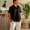 Hemd Herren Kurzarm Leinen Sommer Casual Regular Fit