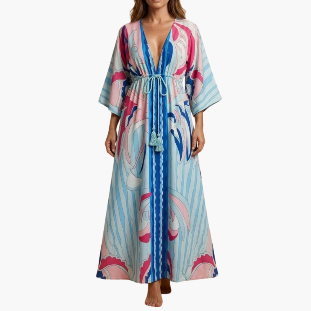 Farbenfrohes Sommerkleid - Damen-Maxi-Kleid mit Blumenmuster