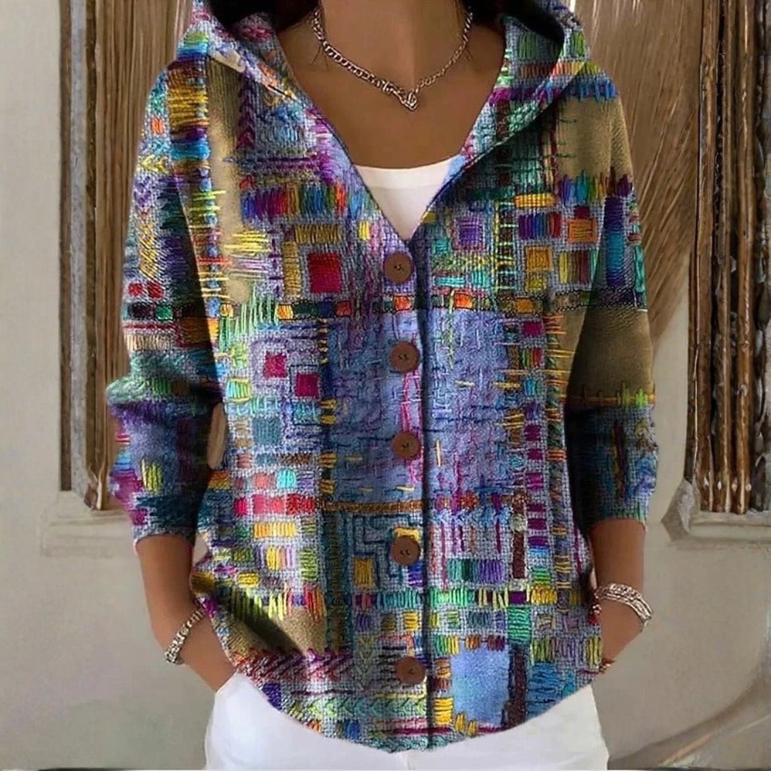 Damen Kapuzenjacke mit mehrfarbigem Design