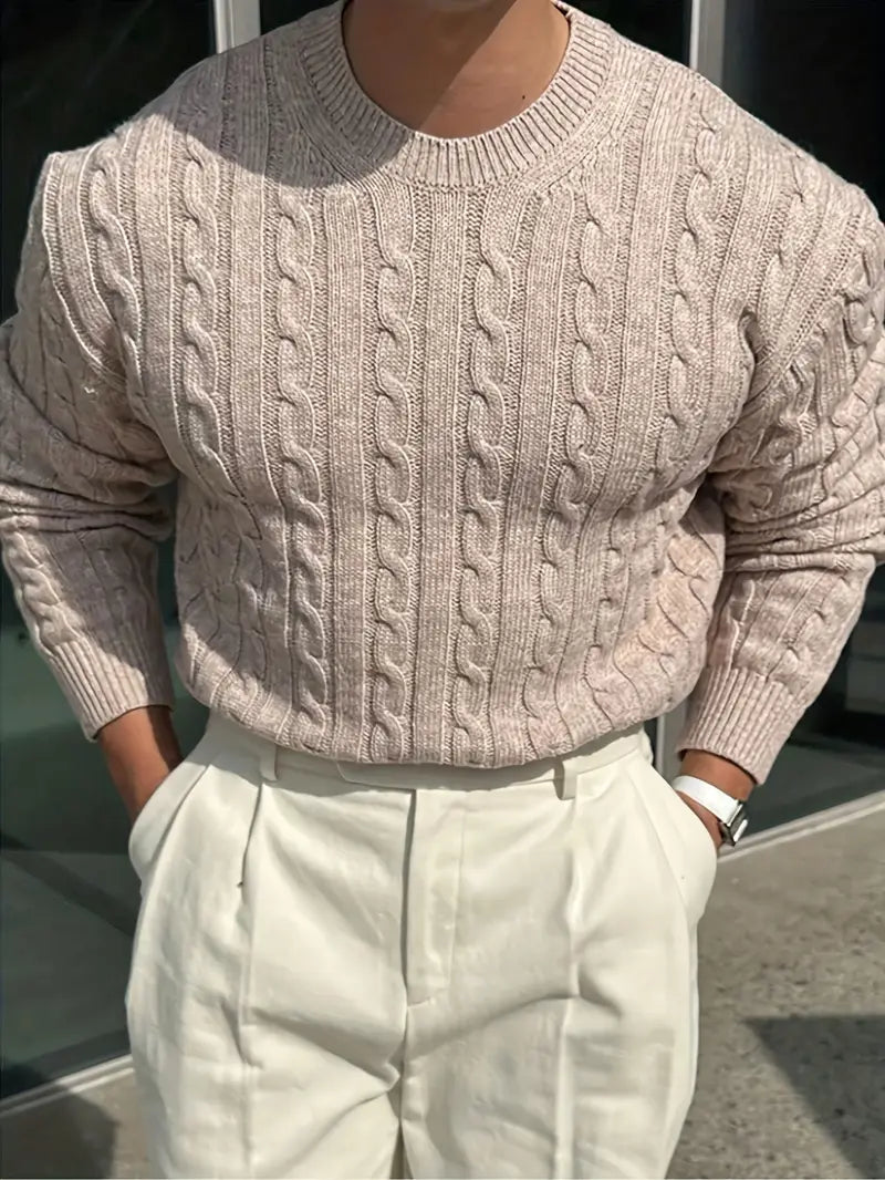 Mergim Lässiger Strickpullover Mit Langen Ärmeln