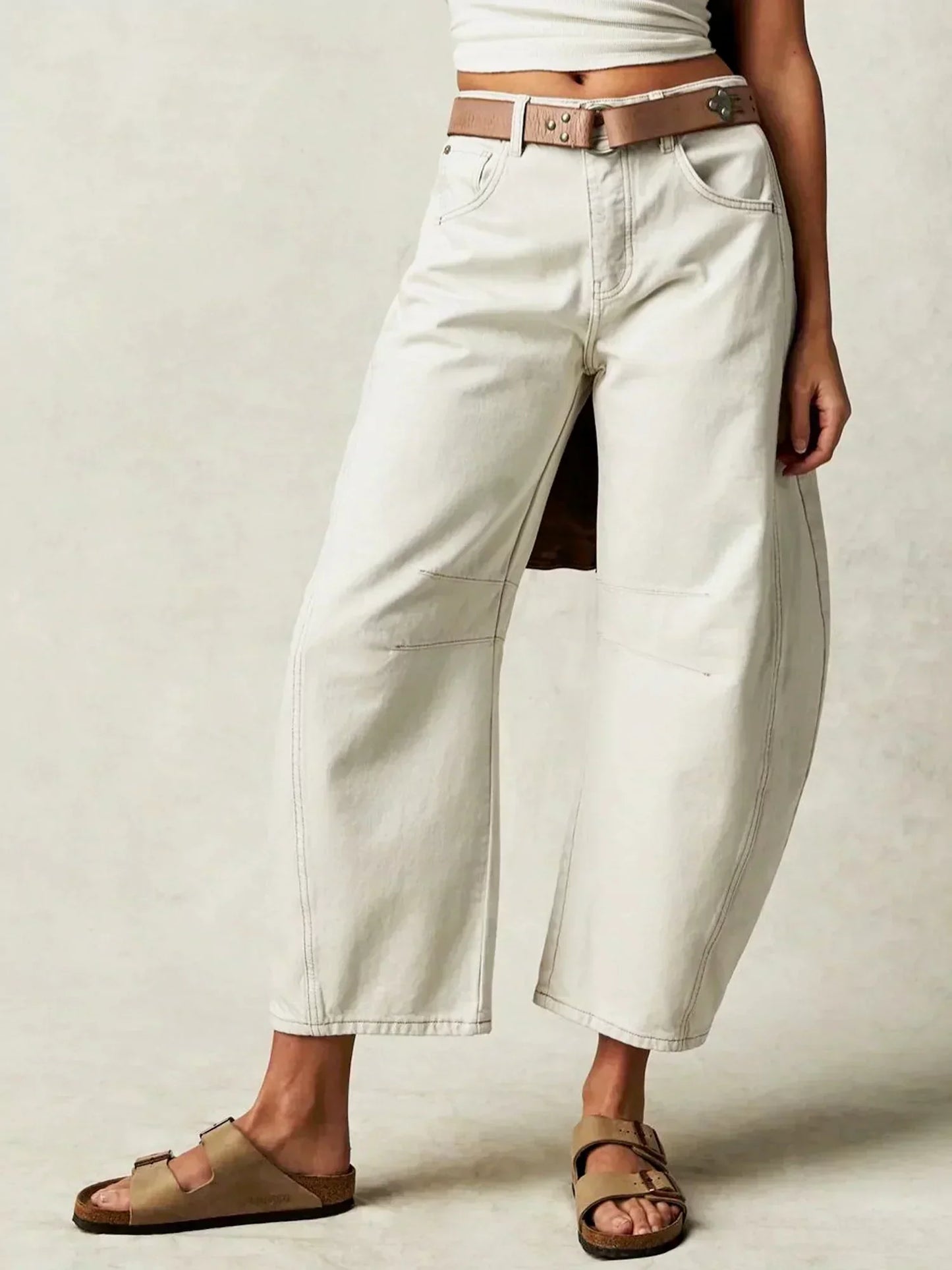 Jeans Damen Weit Beinig Bedruckt Casual