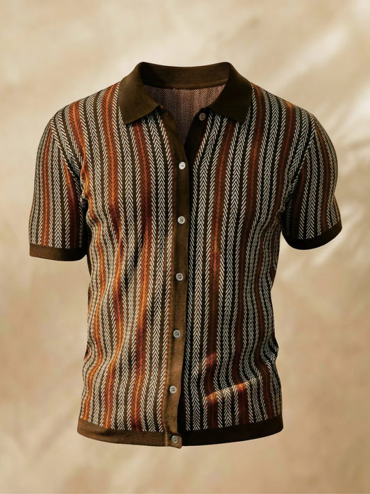 Julian Herren Poloshirt mit Knopfleiste im Chevron-Design – Atmungsaktiv