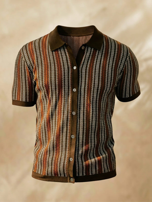 Julian Herren Poloshirt mit Knopfleiste im Chevron-Design – Atmungsaktiv
