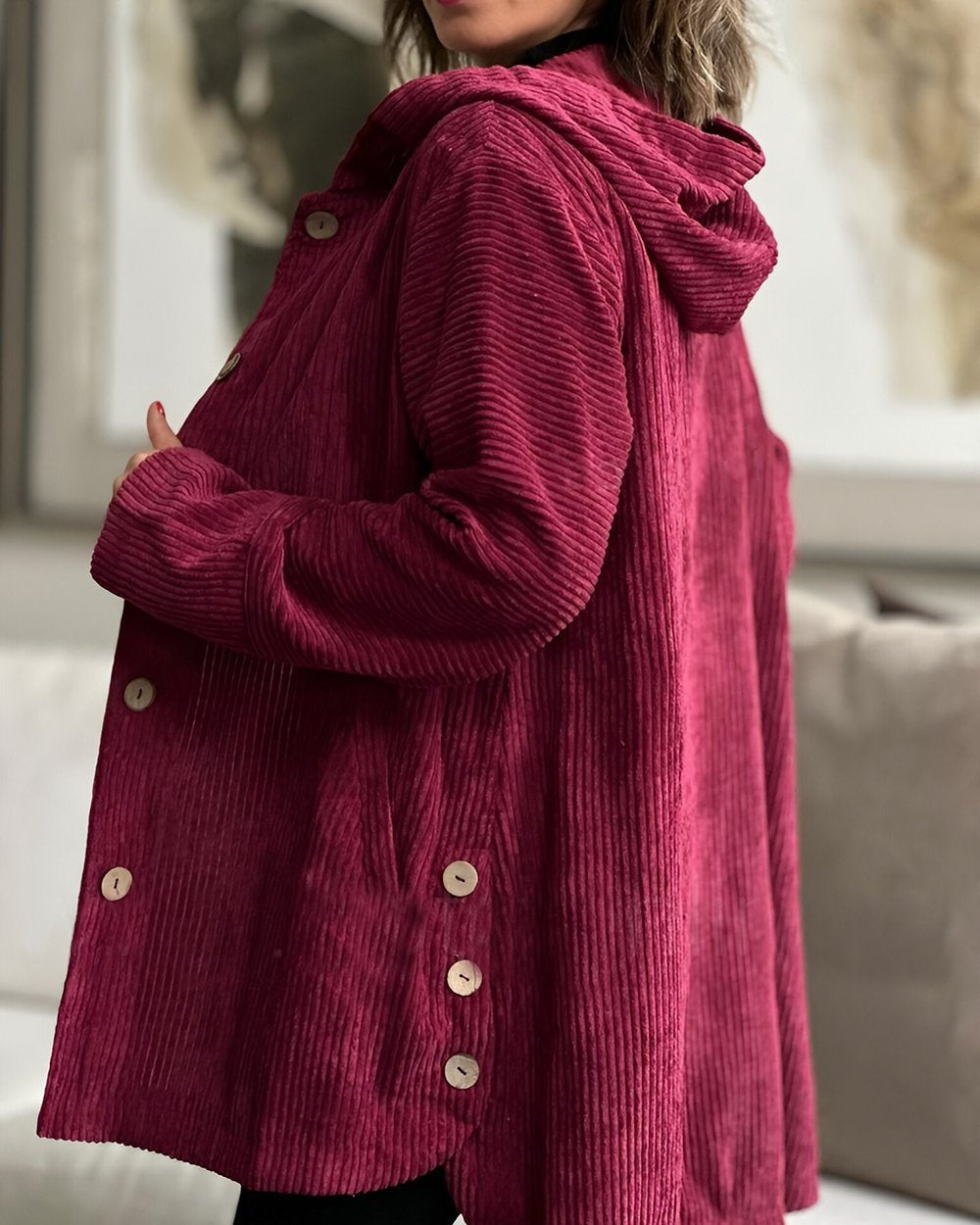 Cordjacke Damen Relaxed Fit Herbst & Winter Freizeit