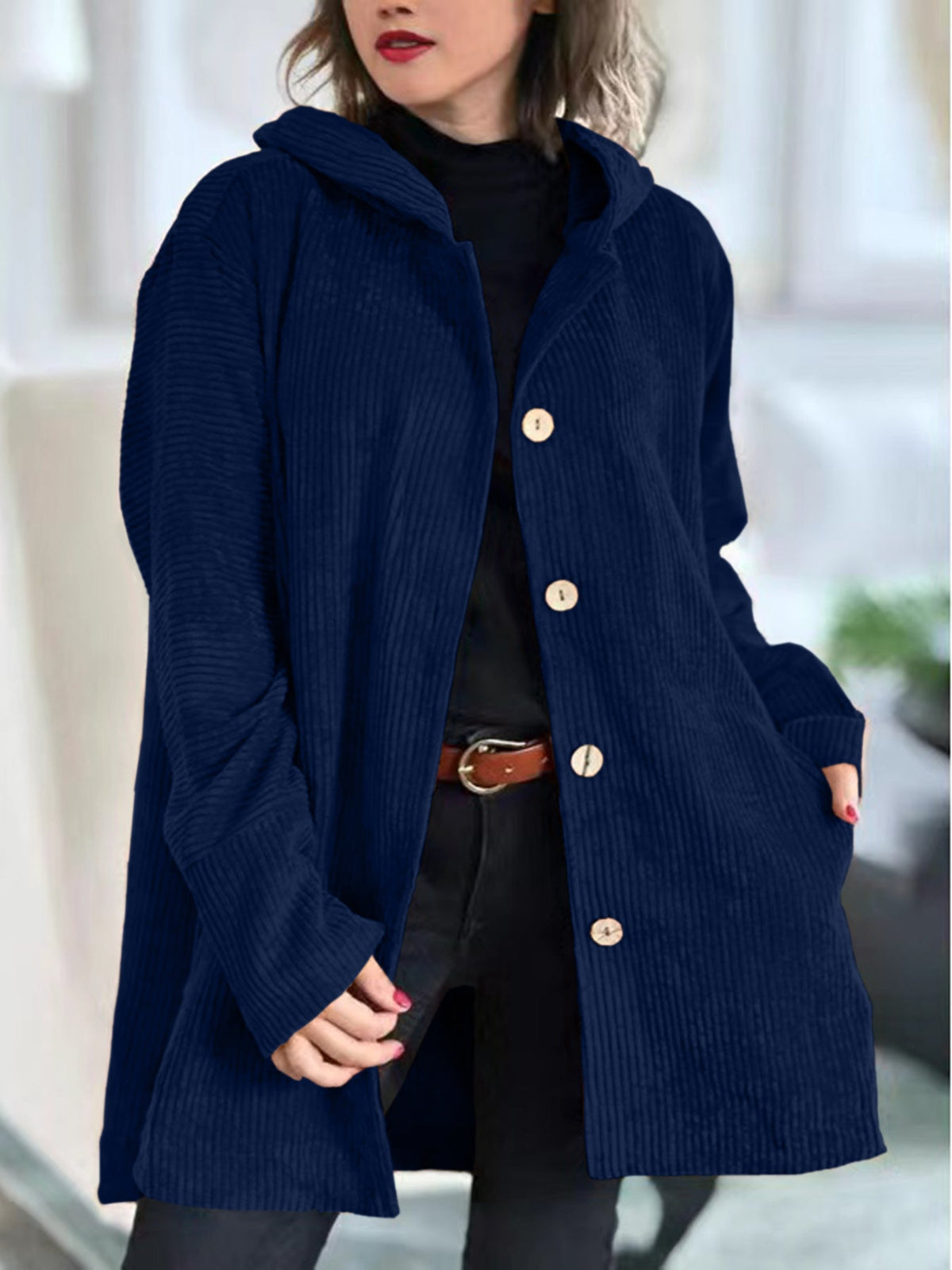 Cordjacke Damen Relaxed Fit Herbst & Winter Freizeit