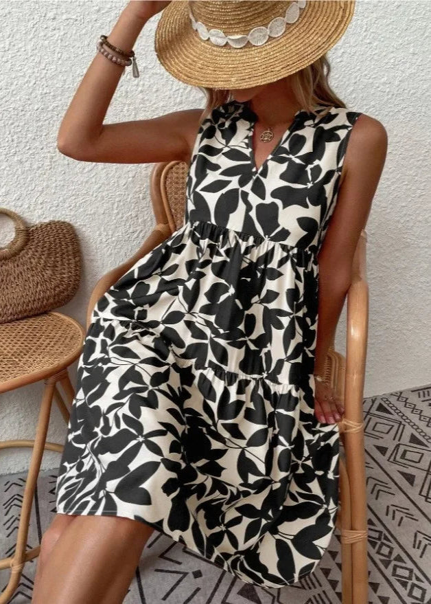 Sommerkleid Damen Leicht V-Ausschnitt Freizeit