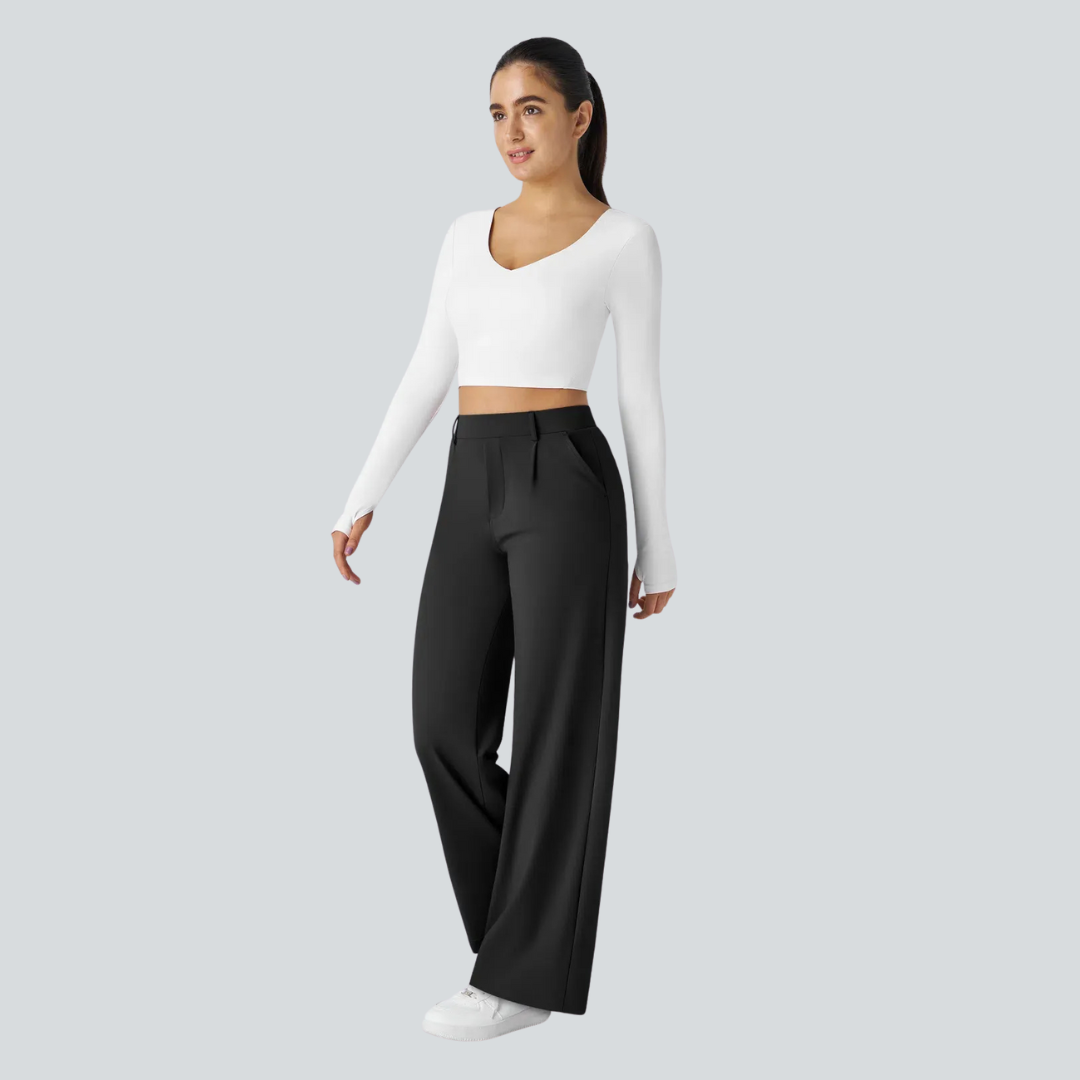 Hose Damen Fließend Hohe Taille Freizeit & Elegant