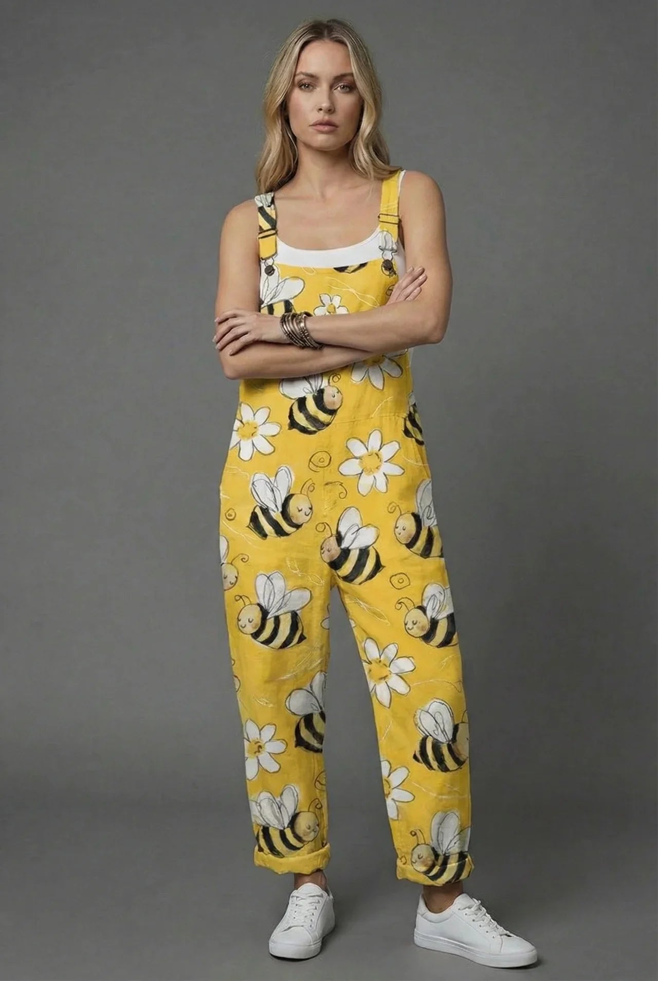 Jumpsuit Damen Relaxed Fit Sommer Casual mit floralem Print