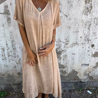Luftiges V-Ausschnitt Kleid für Damen im lässigen, eleganten Stil