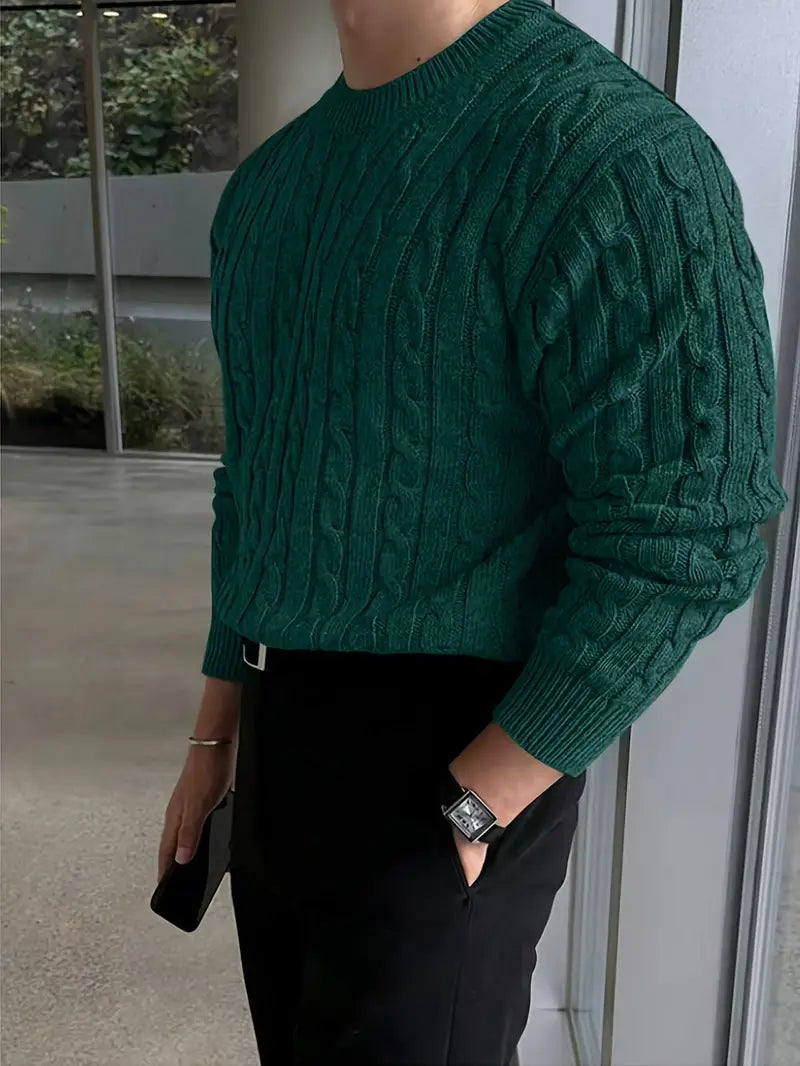 Mergim Lässiger Strickpullover Mit Langen Ärmeln