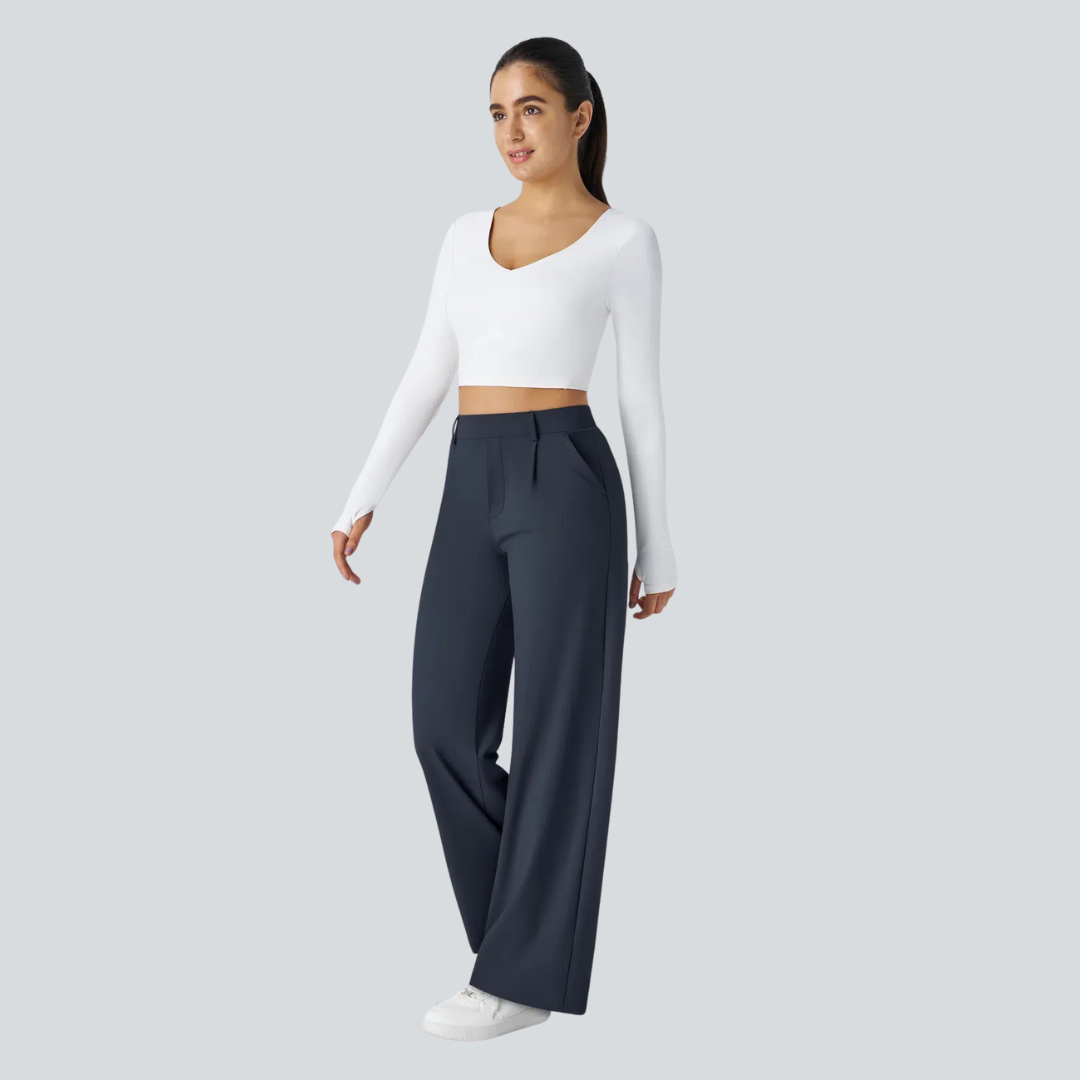 Hose Damen Fließend Hohe Taille Freizeit & Elegant