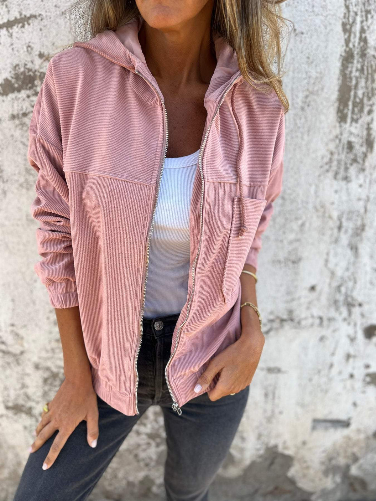 Freizeitjacke Damen Regular Fit Kapuze Frühling & Sommer