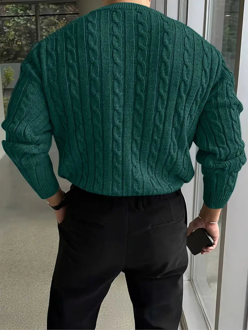 Mergim Lässiger Strickpullover Mit Langen Ärmeln