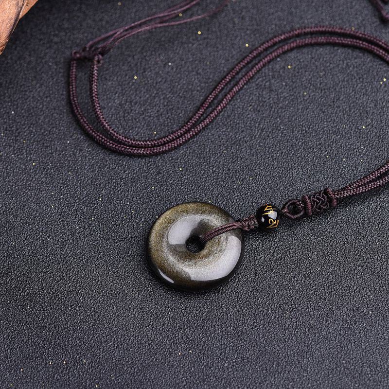Halskette Unisex Tibetanischer Obsidian Schutz Schmuck