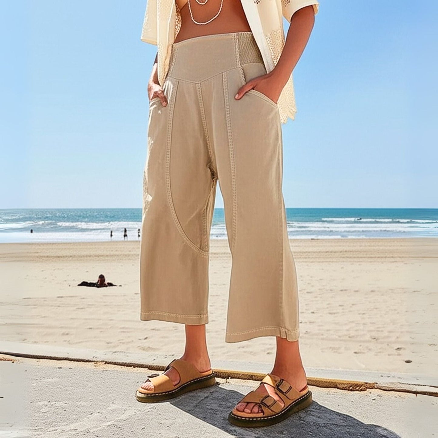Damen Haremshose Weit Schnitt Casual Relaxed Fit