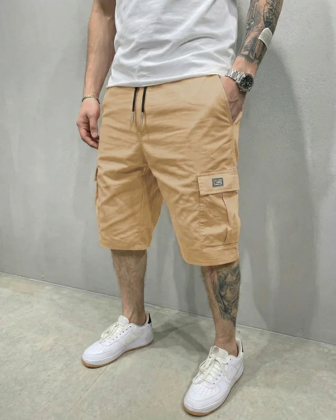 Cargo-Shorts Herren Lässig Freizeit Kordelzugbund Große Taschen