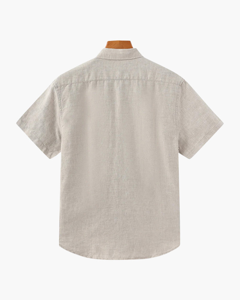 Hemd Herren Kurzarm Leinen Sommer Casual Regular Fit