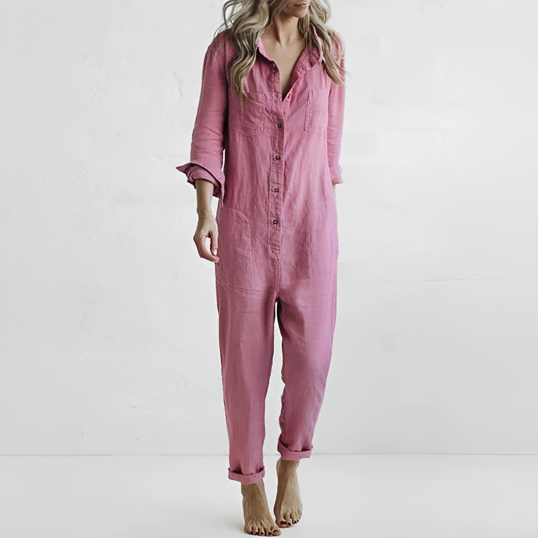 Damen Slim Fit Sommer-Overall mit langen Ärmeln Freizeit