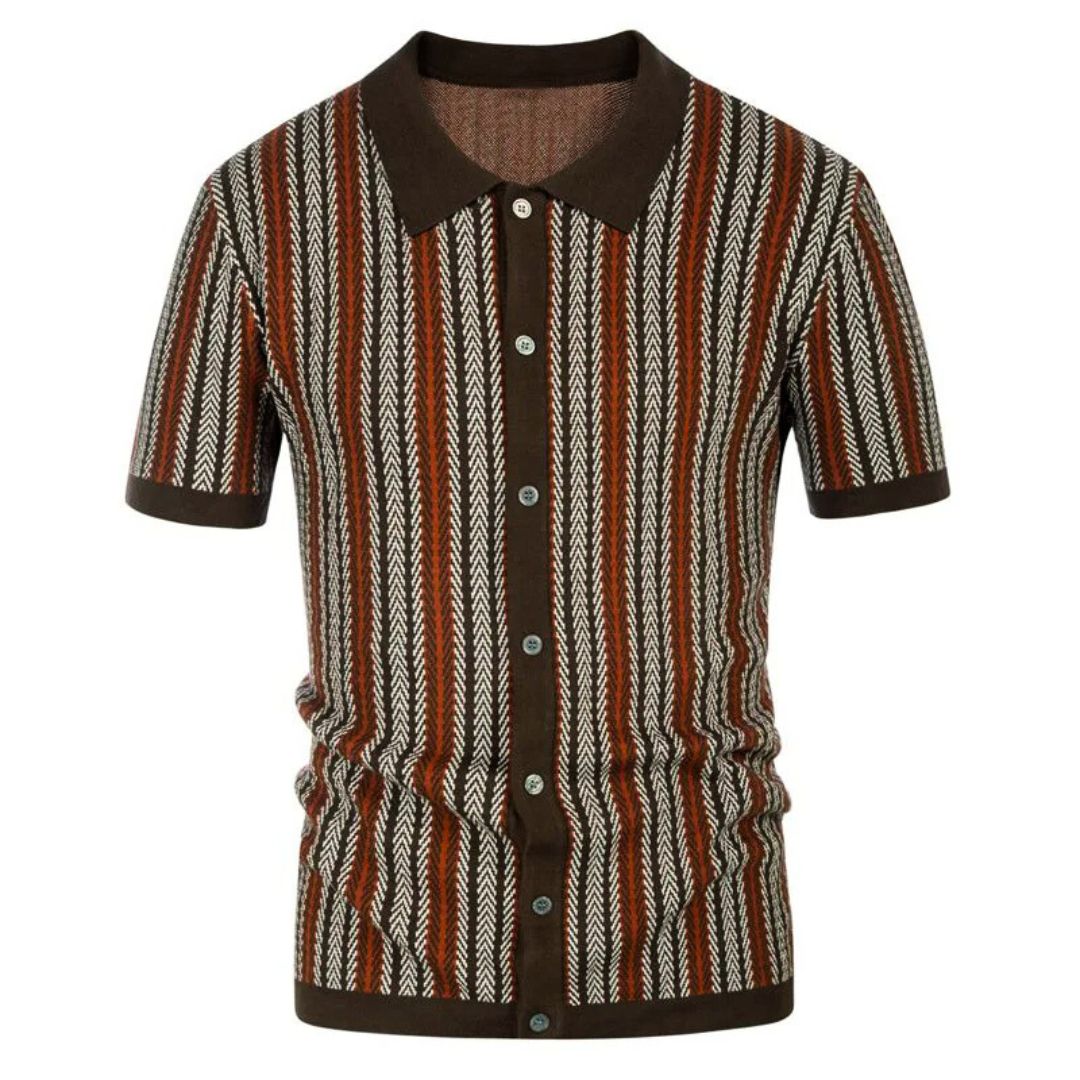 Julian Herren Poloshirt mit Knopfleiste im Chevron-Design – Atmungsaktiv
