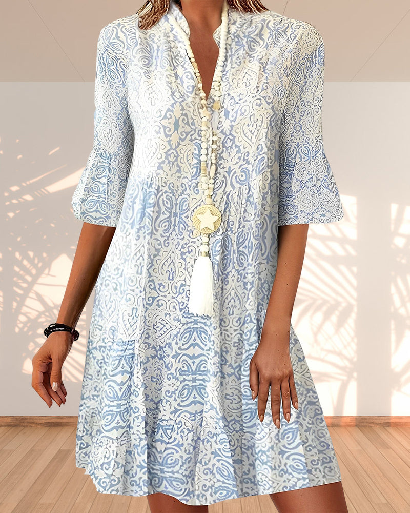 Midi Kleid Damen Boho Relaxed Fit Freizeit Sommer