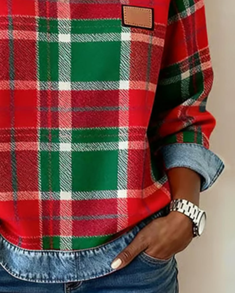 Ivy | Pullover mit kariertem Patchwork