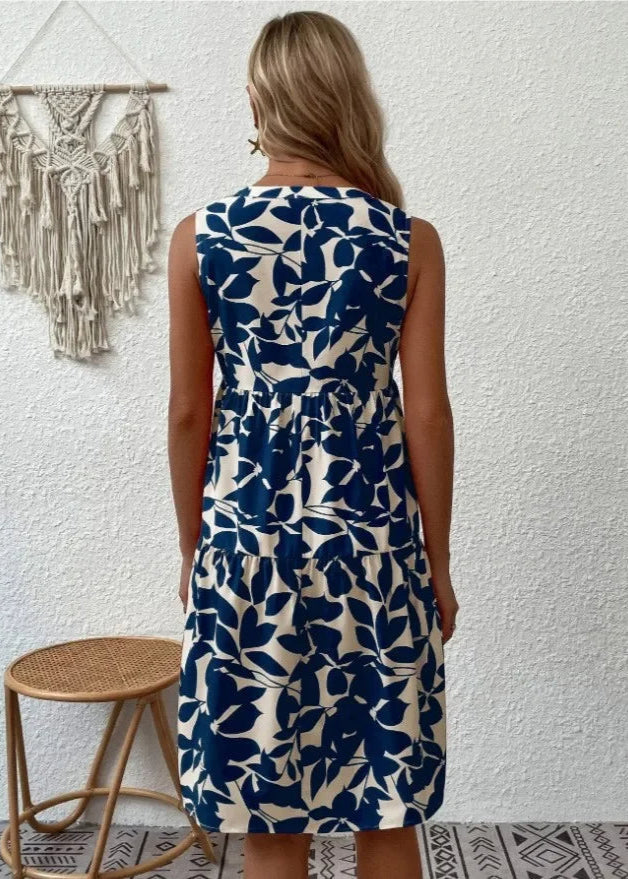 Sommerkleid Damen Leicht V-Ausschnitt Freizeit