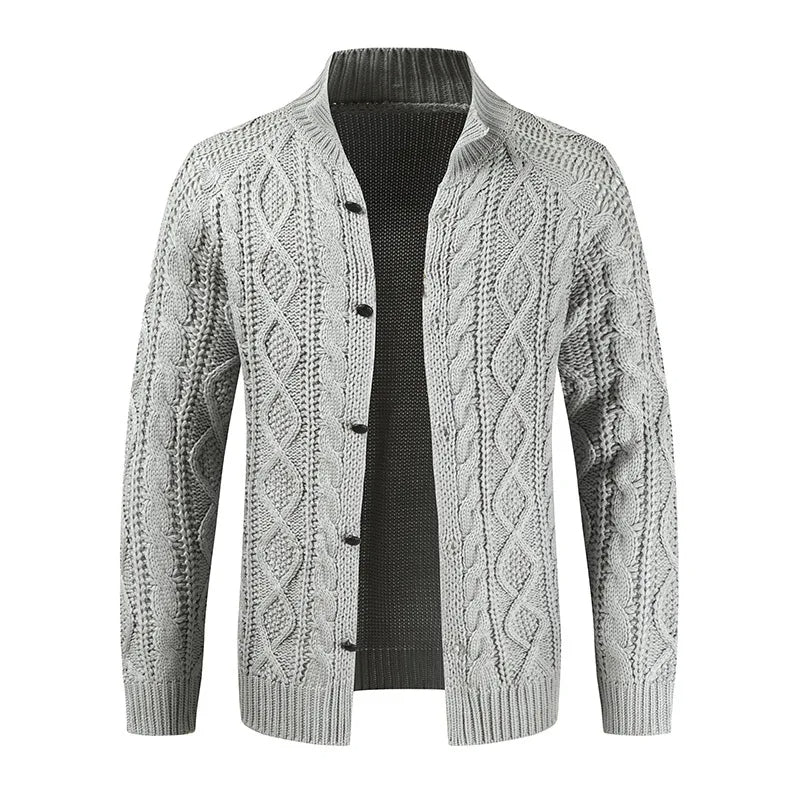 Cardigan épais en maille torsadée pour homme - Chaud et confortable
