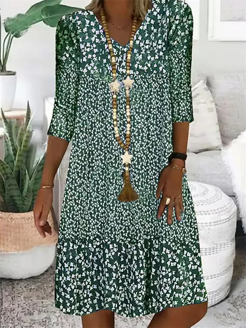 Kleid Damen Lässig Langarm Casual Regular Fit