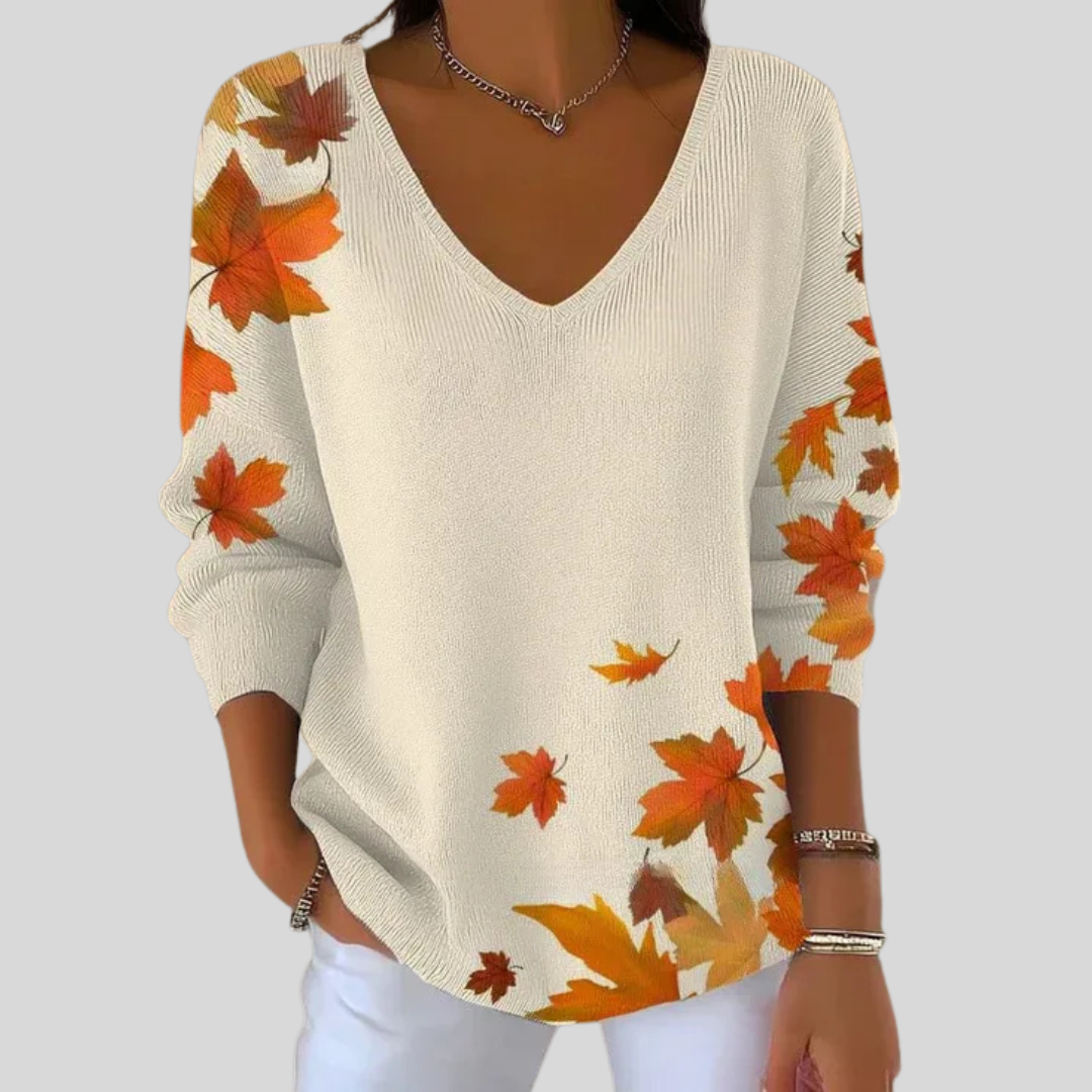 Pullover Damen Relaxed Fit Herbst Casual V-Ausschnitt