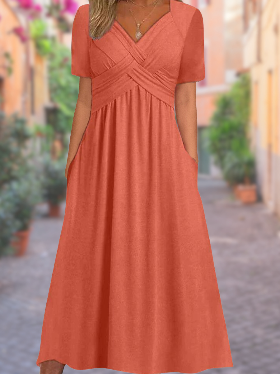 Sommerkleid Damen Regular Fit Freizeit V-Ausschnitt