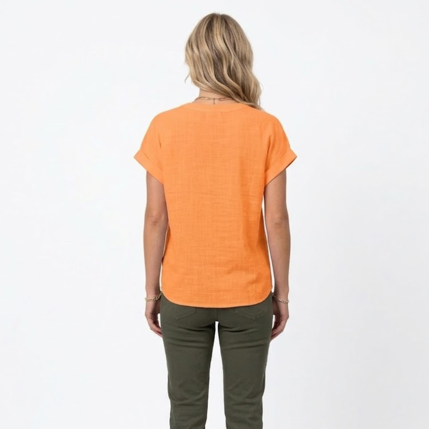 Bluse Damen Locker V-Ausschnitt Kurzarm Casual