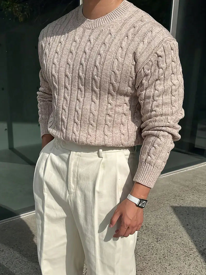 Mergim Lässiger Strickpullover Mit Langen Ärmeln